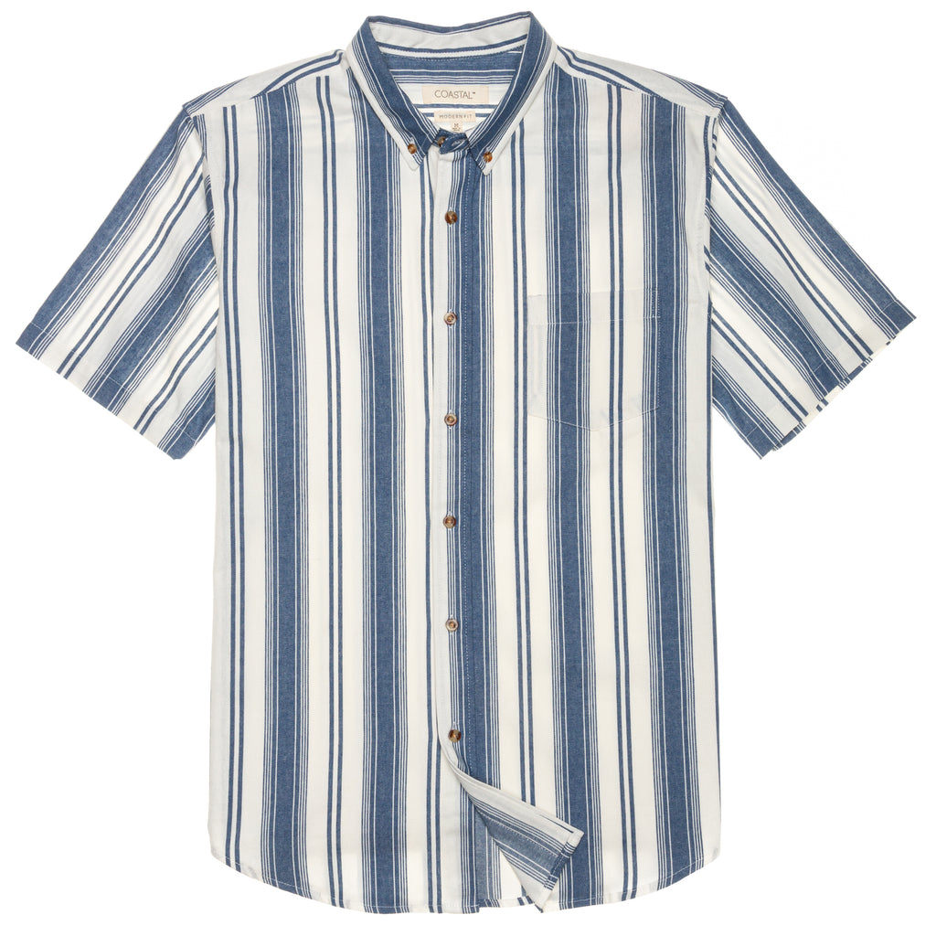 Hudson Vertical Stripe - Short Sleeve Button Front