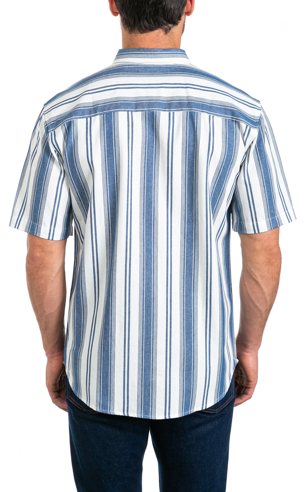 Hudson Vertical Stripe - Short Sleeve Button Front