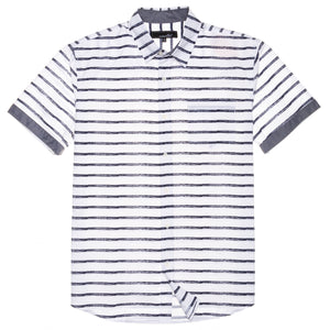 Lennox Men's Short Sleeve Button Front Horizontal Stripe shirt