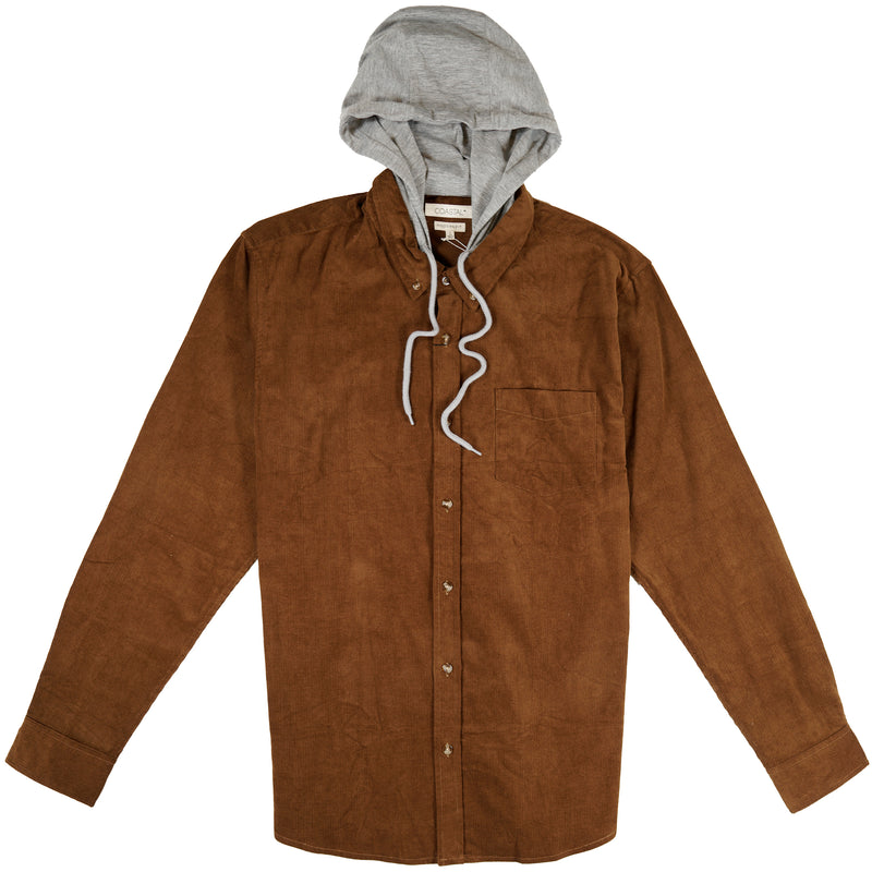 Beaverton Hooded Corduroy Button Front