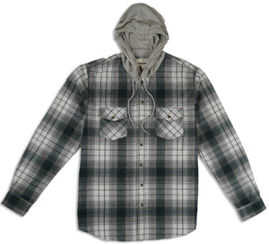 Stagbark hooded button-front flannel